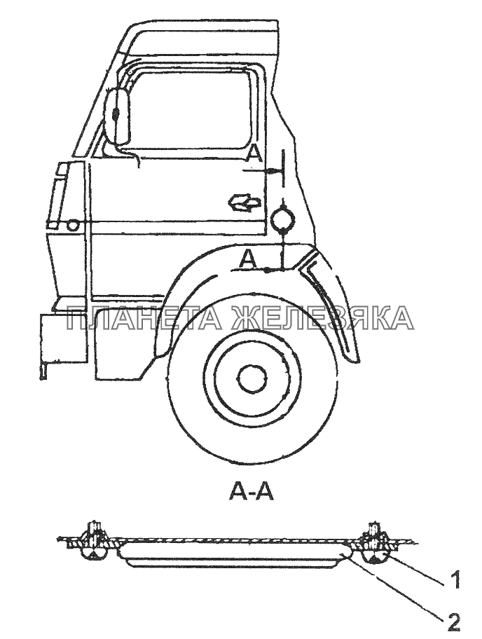 53212-8208001 Установка световозвращателей на кабине КамАЗ-43261 (Евро-1, 2)