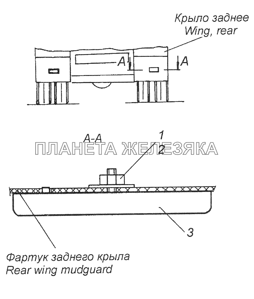 65115-8208003-04 Установка задних световозвращателей КамАЗ-43261 (Евро-1, 2)