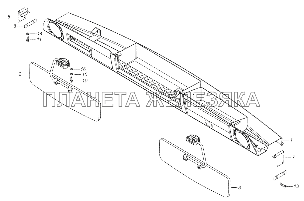 53205-8213005 Установка надоконной полки и противосолнечных козырьков КамАЗ-43261 (Евро-1, 2)