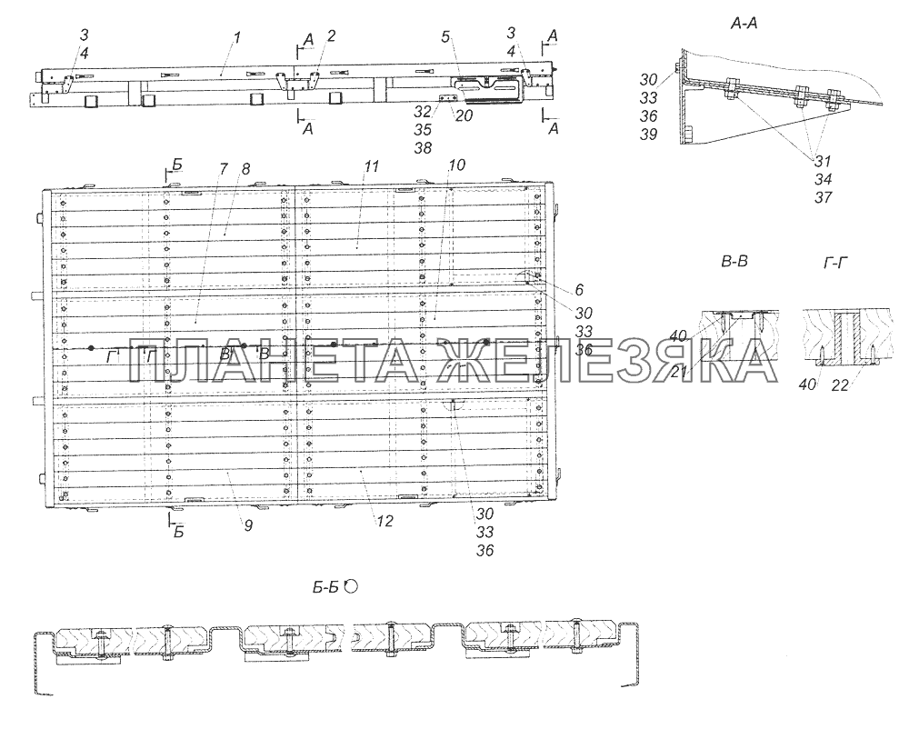 43501-8501010-81 Основание платформы КамАЗ-43261 (Евро-1, 2)