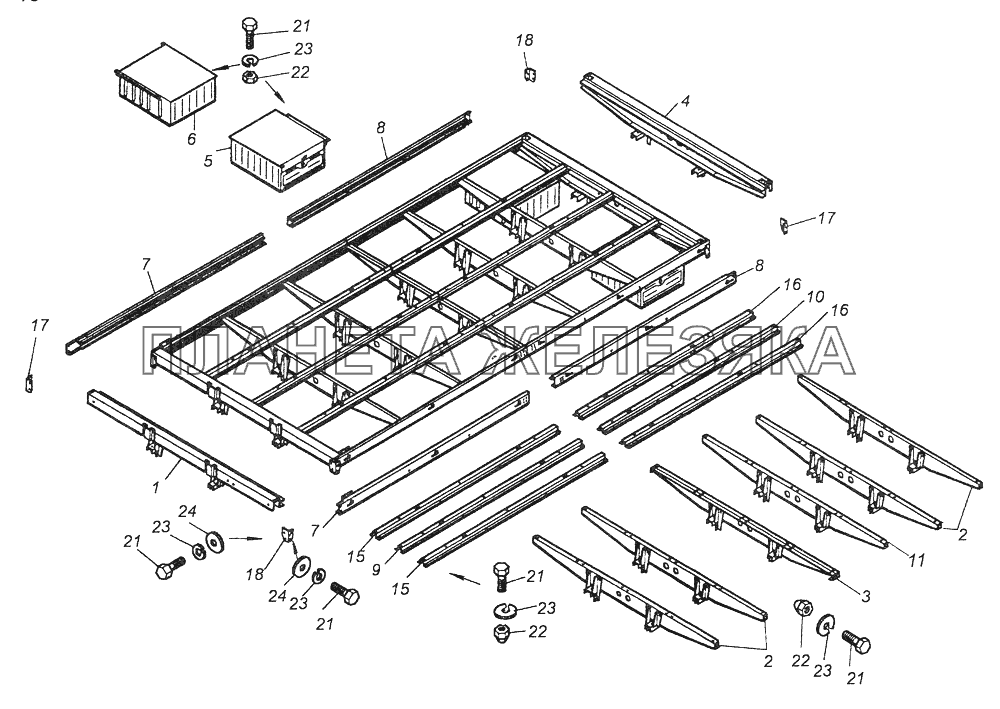 4310-8501016 Каркас основания платформы КамАЗ-43261 (Евро-1, 2)
