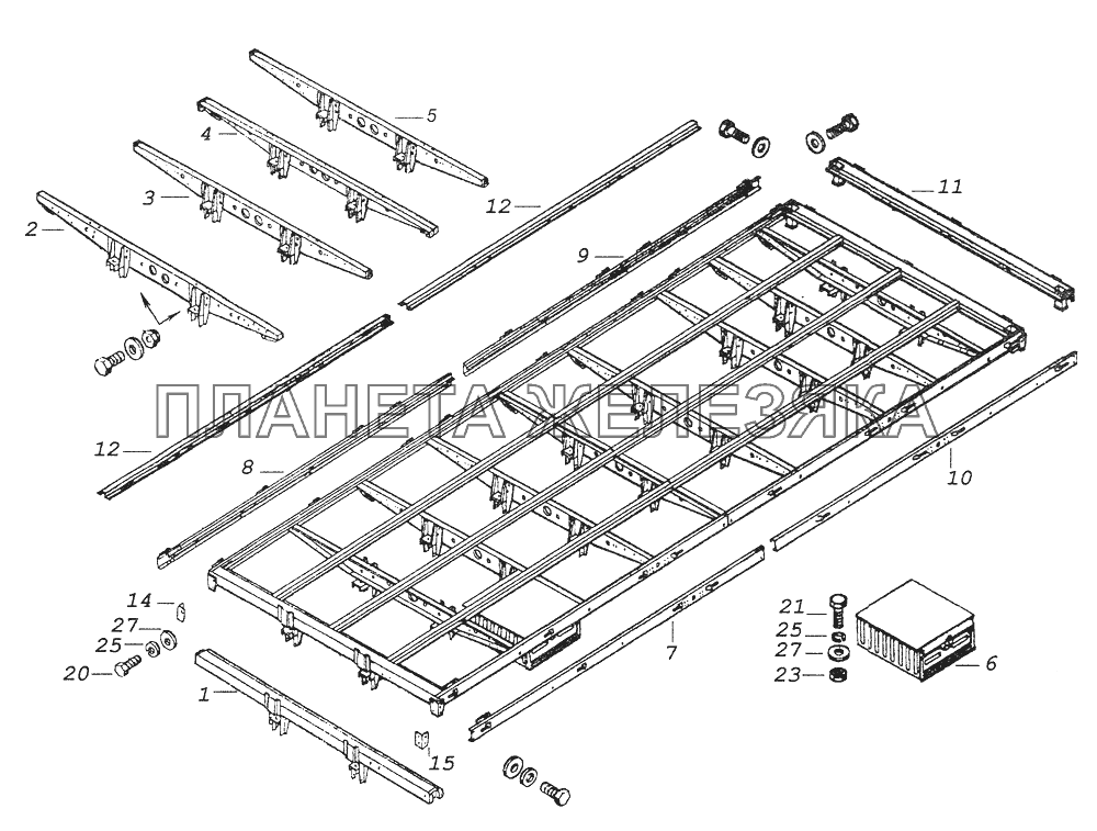 53212-8501016 Каркас основания платформы КамАЗ-43261 (Евро-1, 2)