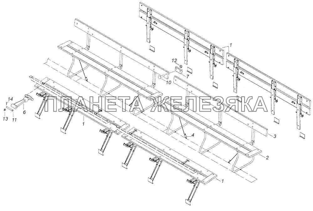 43501-8506008-81 Установка скамеек КамАЗ-43261 (Евро-1, 2)