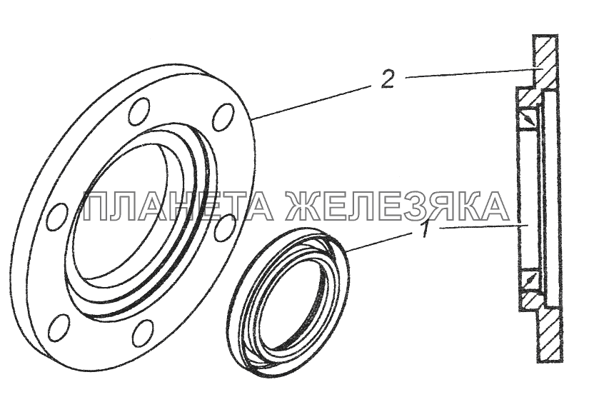 337.1111070-21 Крышка подшипника с манжетой в сборе КамАЗ-43261 (Евро-1, 2)