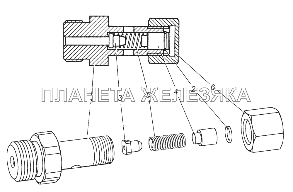 338.1111140-20 Клапан перепускной в сборе КамАЗ-43261 (Евро-1, 2)