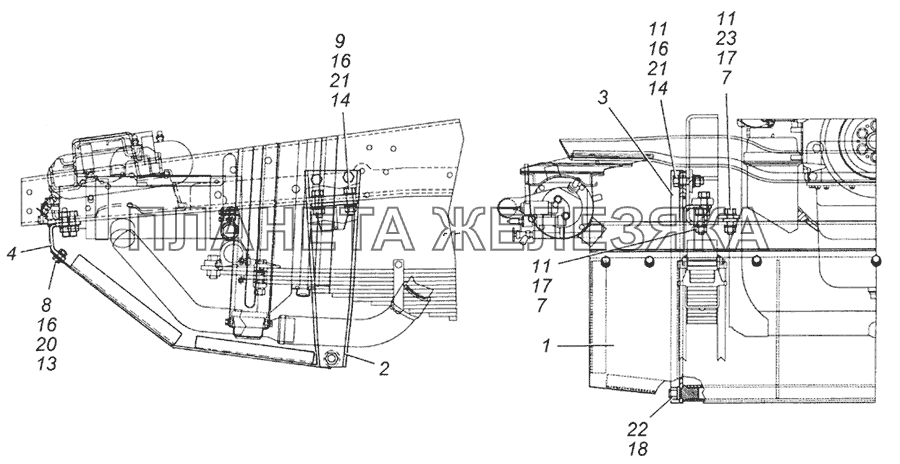 6350-1301500 Установка кожуха защитного радиатора КамАЗ-4350 (4х4)