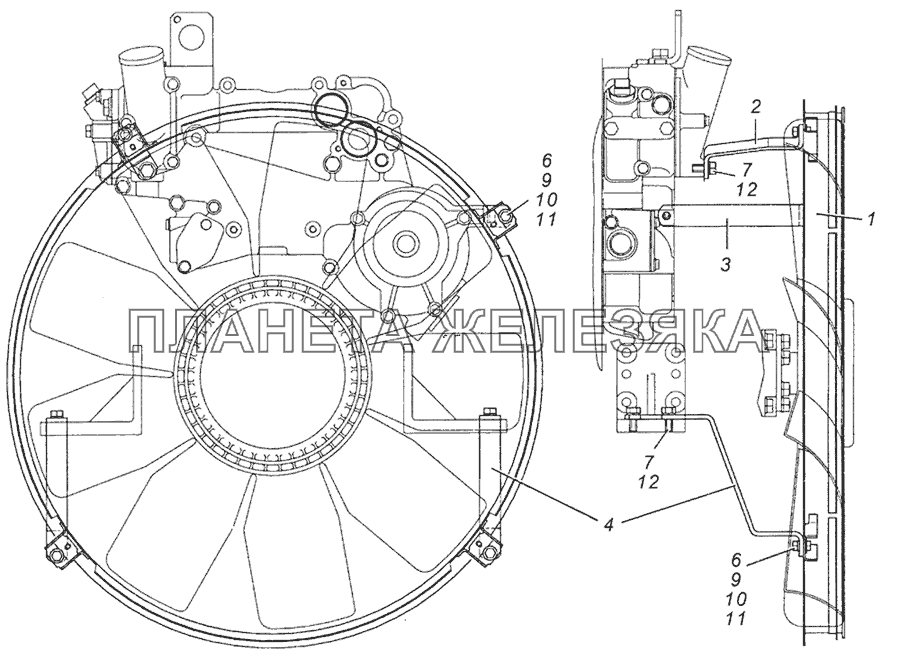 740.50-1309007 Установка обечайки вентилятора КамАЗ-5350 (6х6)