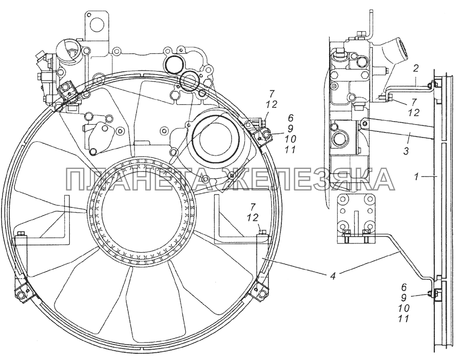 7406.1309007-10 Установка обечайки вентилятора КамАЗ-4350 (4х4)