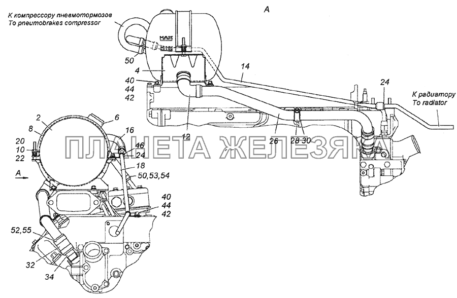 54115-1311005-10 Установка расширительного бачка КамАЗ-5350 (6х6)