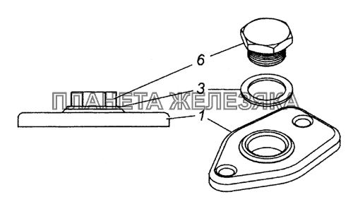 740.30-1317570 Фланец крепления датчика включения вентилятора с пробкой в сборе КамАЗ-6350 (8х8)
