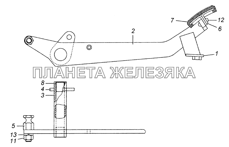 6460-1602010 Педаль сцепления КамАЗ-5350 (6х6)