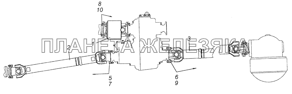 4350-2200001-10 Установка карданных валов КамАЗ-6350 (8х8)