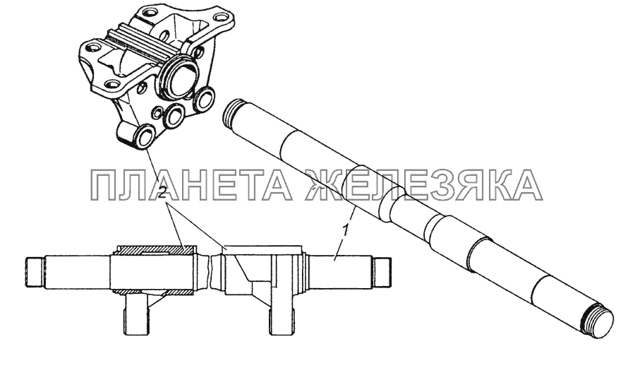 5511-2918050 Ось балансирной подвески с кронштейнами в сборе КамАЗ-6350 (8х8)