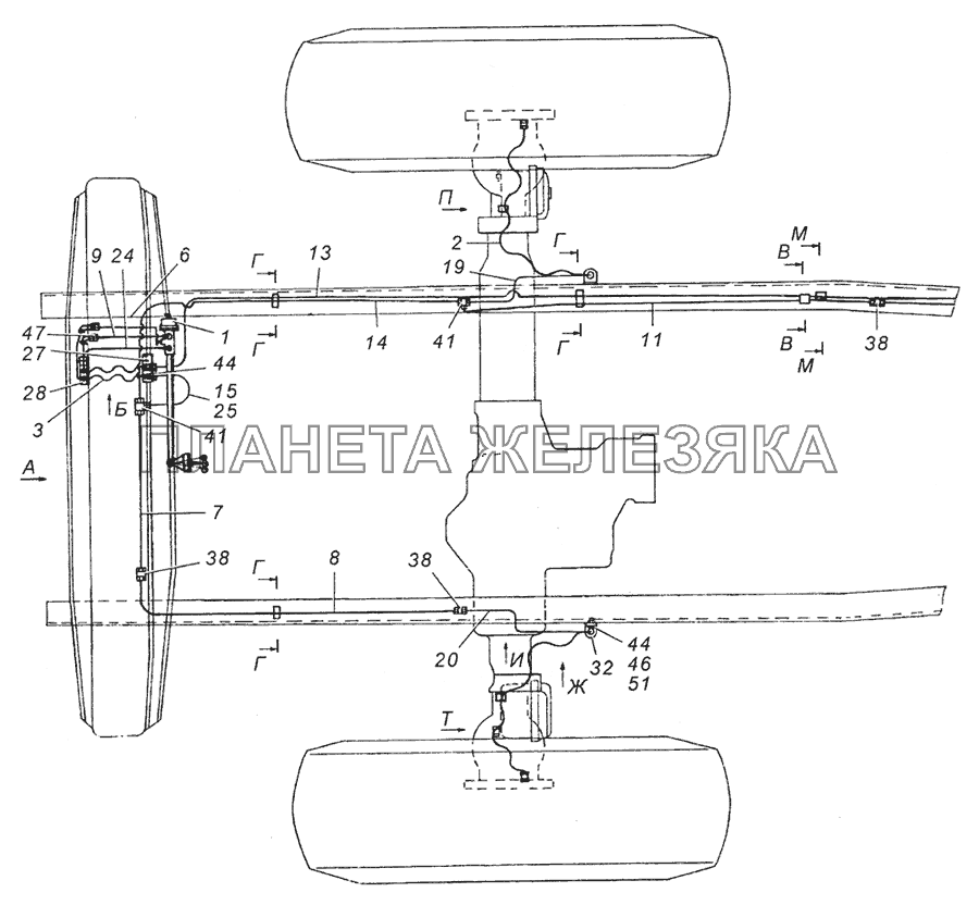 4310-3125001 Установка системы накачки шин КамАЗ-6350 (8х8)