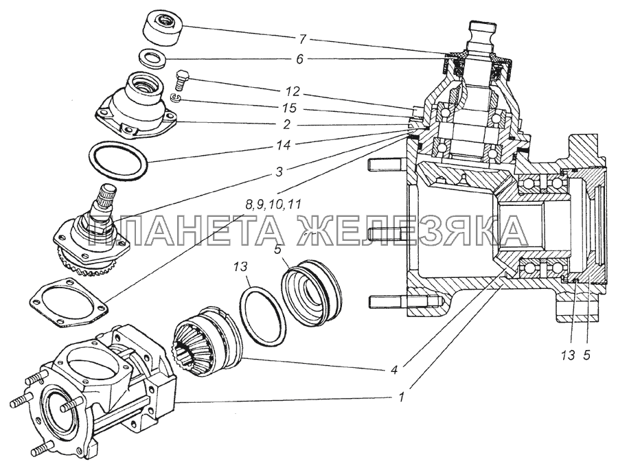 4310-3401710 Редуктор угловой механизма рулевого управления в сборе КамАЗ-6350 (8х8)