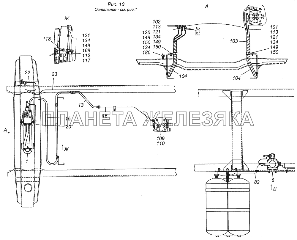 4350-3500006-40 Установка пневмотормозов КамАЗ-6350 (8х8)