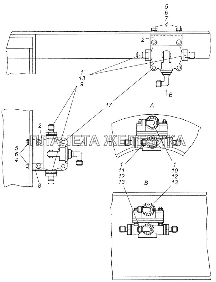 4326-3500018 Установка ускорительных клапанов КамАЗ-4350 (4х4)