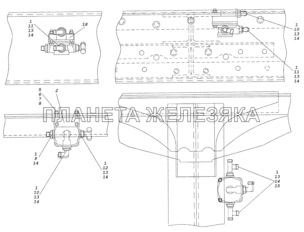 43101-3500018 Установка ускорительных клапанов КамАЗ-6350 (8х8)