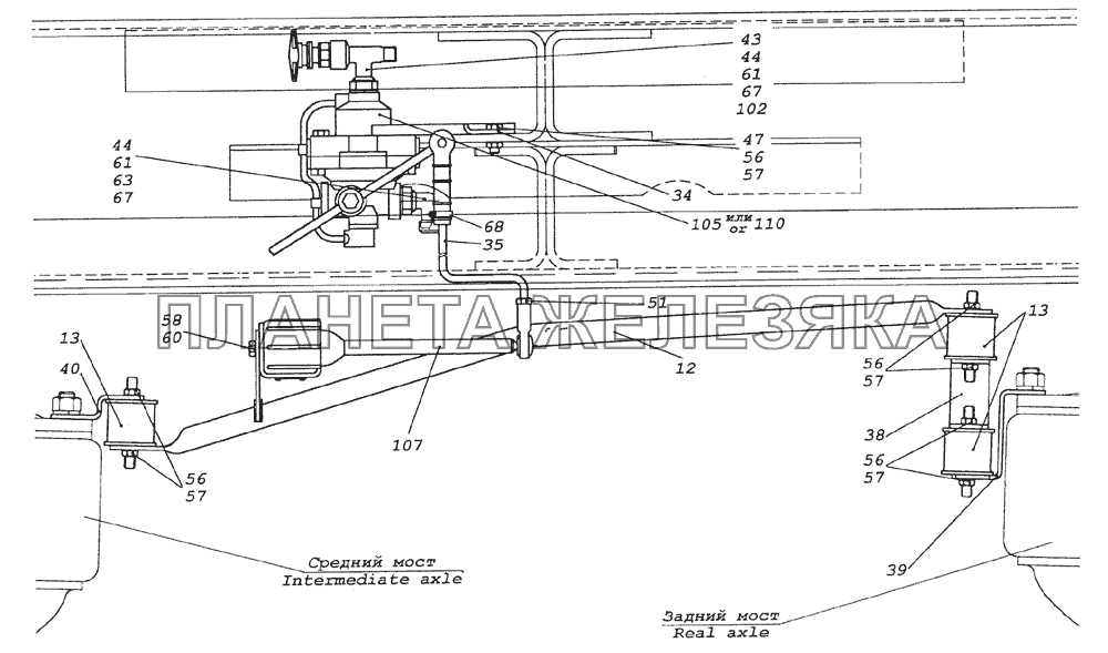 43114-3500033 Установка регулятора тормозных сил КамАЗ-6350 (8х8)