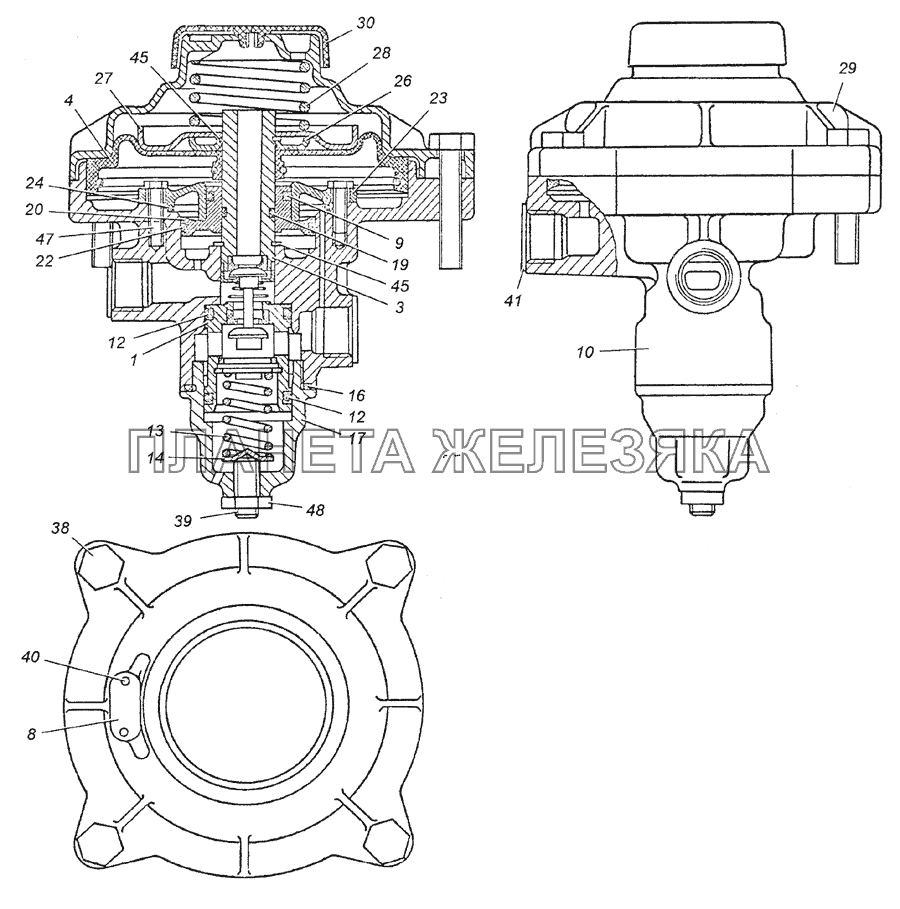 100-3522110 Клапан управления тормозами прицепа с однопроводным приводом в сборе КамАЗ-6350 (8х8)