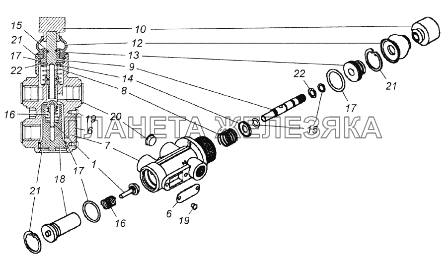 100-3537110 Кран пневматический в сборе КамАЗ-5350 (6х6)