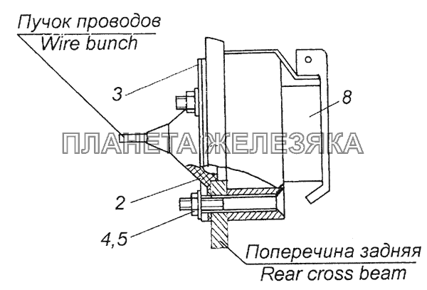 43114-3723002 Установка розетки переносной лампы КамАЗ-4350 (4х4)