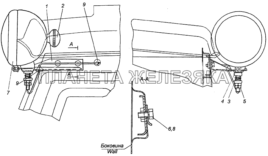 4310-3727002 Установка прожектора КамАЗ-6350 (8х8)