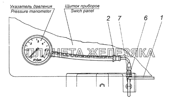 4310-3816001 Установка трубопроводов к шинному манометру КамАЗ-4350 (4х4)