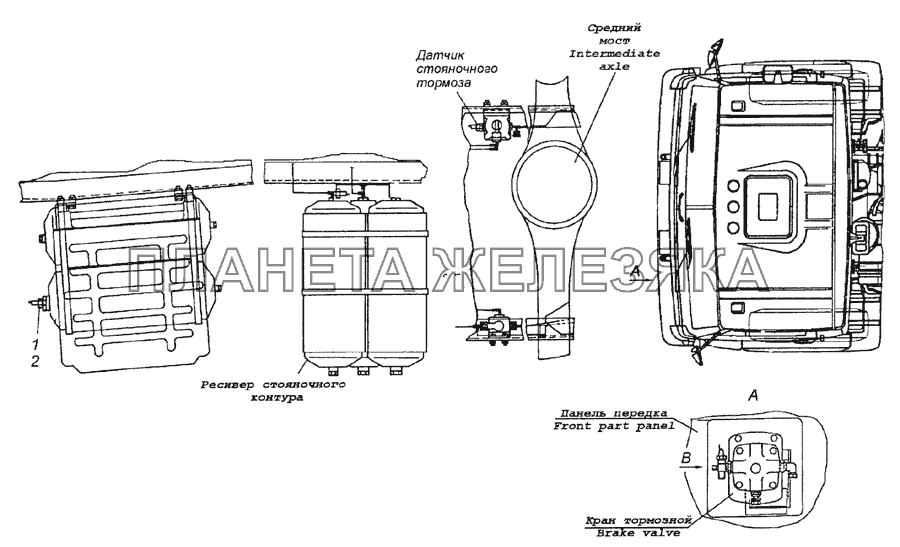 43114-3830002 Установка датчиков аварийного давления воздуха КамАЗ-4350 (4х4)