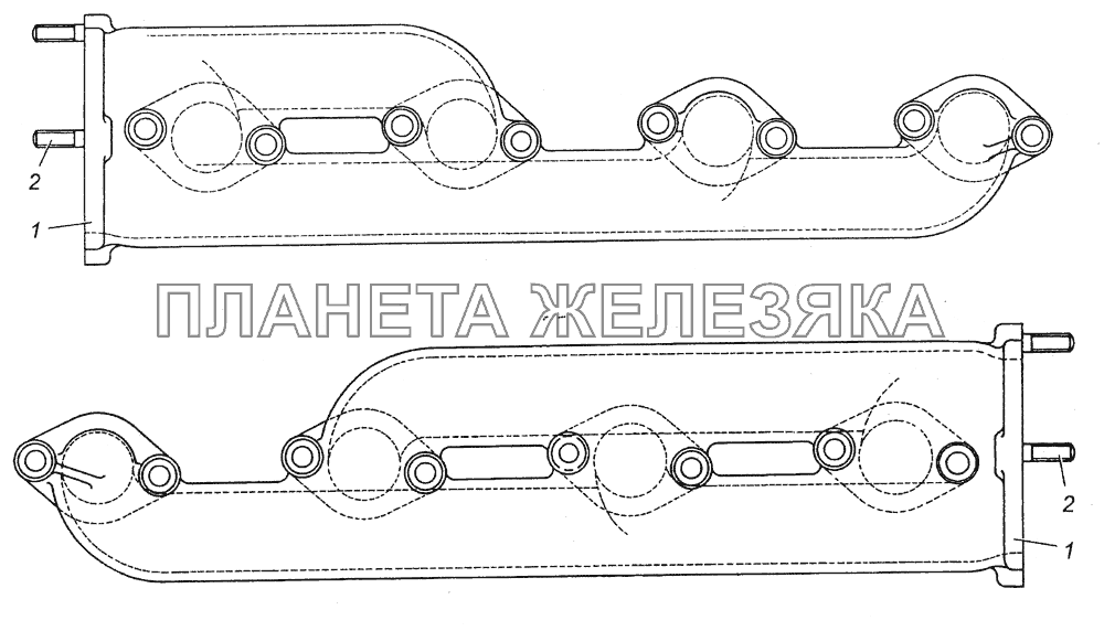 7403.1008020/7403.1008021 Коллектор выпускной правый/Коллектор выпускной левый в сборе КамАЗ-6350 (8х8)