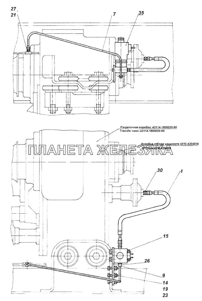 43114-4500002-10 Установка управления коробкой отбора мощности КамАЗ-6350 (8х8)