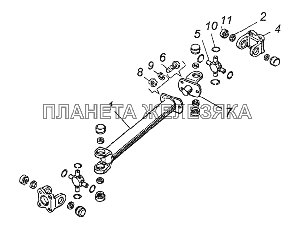 4326-4502110 Вал карданный лебедки задний КамАЗ-5350 (6х6)