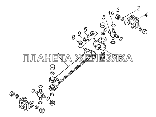 4310-4502110-01 Вал карданный лебедки задний КамАЗ-4350 (4х4)