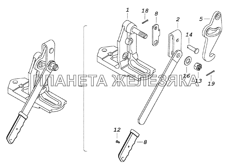 53205-5018011 Запор кабины левый КамАЗ-4350 (4х4)