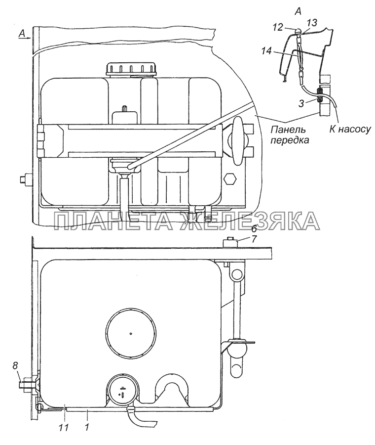 53205-5208004 Установка омывателя КамАЗ-4350 (4х4)