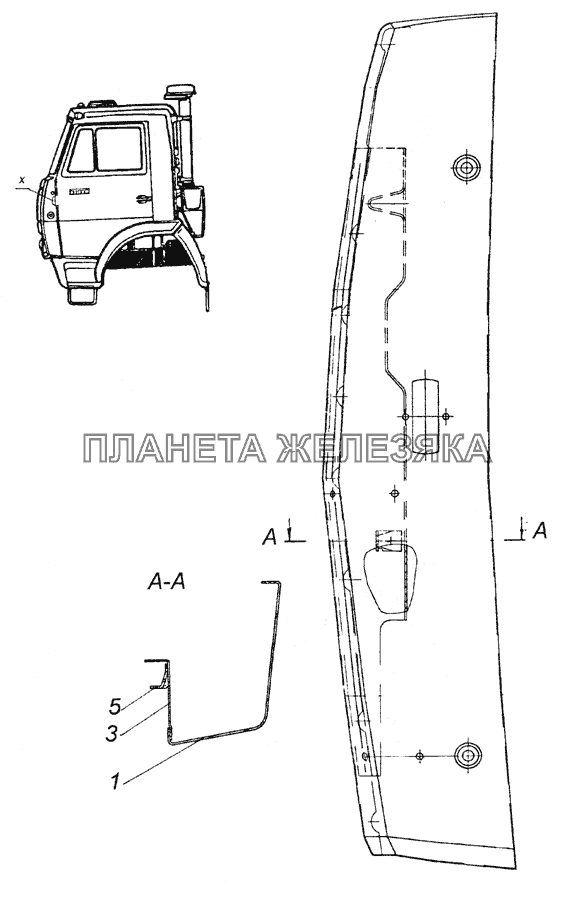 5320-5301047-10 Панель передка боковая съемная левая КамАЗ-4350 (4х4)