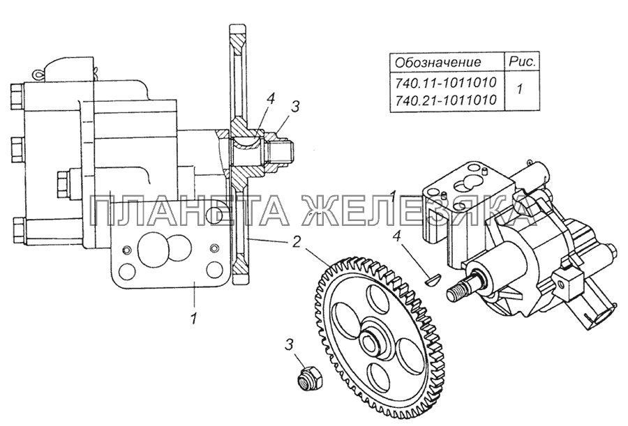 740.11-1011010 Масляный насос с шестерней в сборе КамАЗ-5350 (6х6)