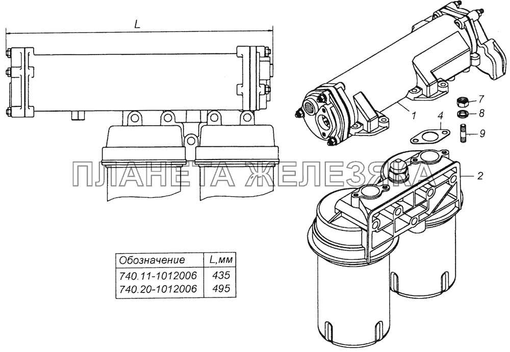 740.20-1012006 Фильтр масляный с теплообменником в сборе КамАЗ-5350 (6х6)