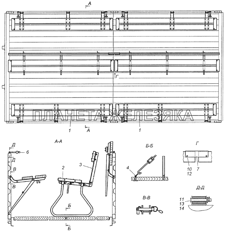 5350-8506008-70 Установка скамеек КамАЗ-5350 (6х6)