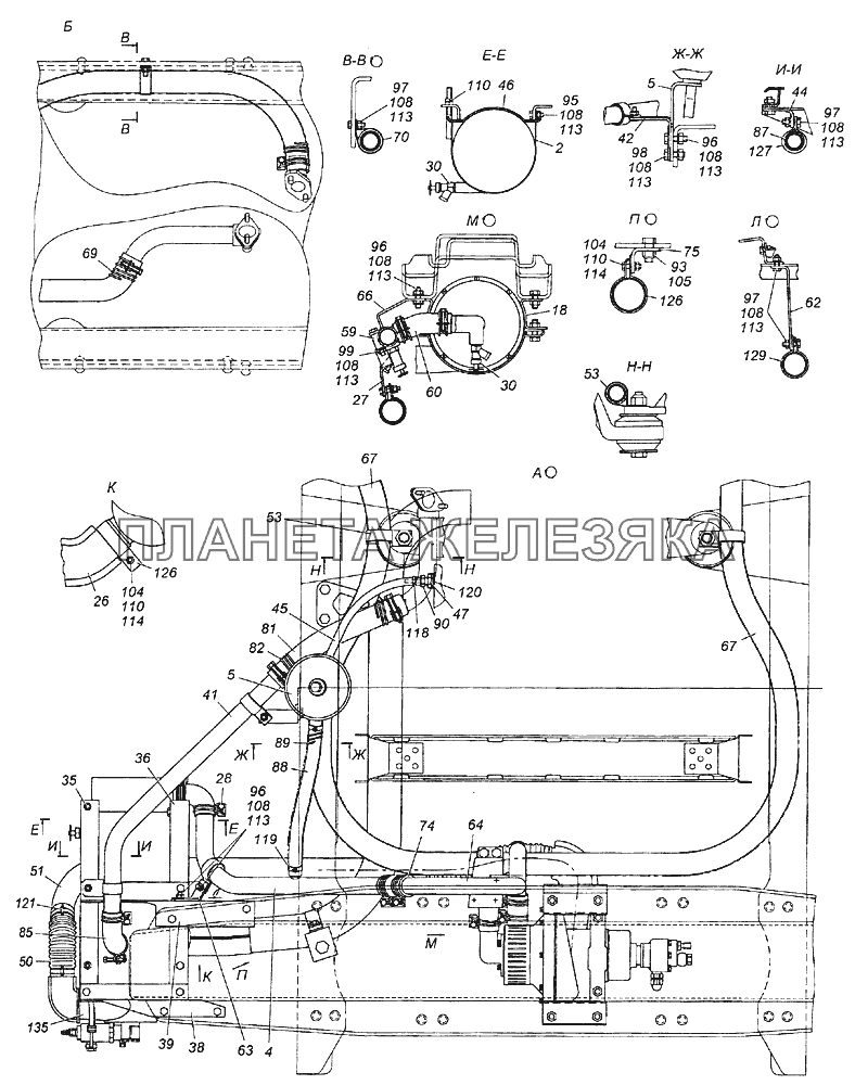 5350-1015001 Установка предпускового подогревателя ПЖД-30 КамАЗ-5350 (6х6)