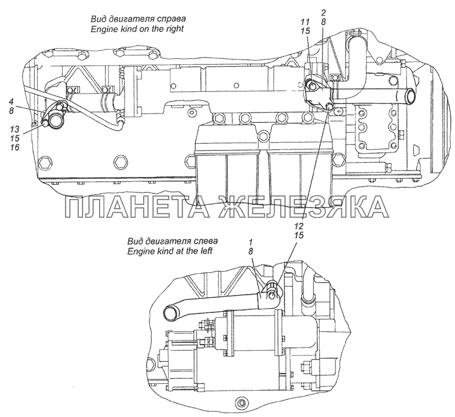 7406.1015002 Установка патрубка и штуцеров системы подогрева двигателя КамАЗ-5350 (6х6)