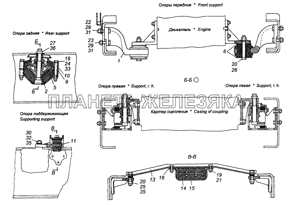 65115-1001005 Установка силового агрегата КамАЗ-43501 (4х4)