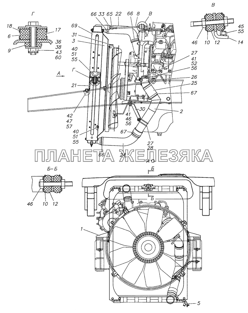 6350-1300023-10 Установка радиатора КамАЗ-63501 8х8