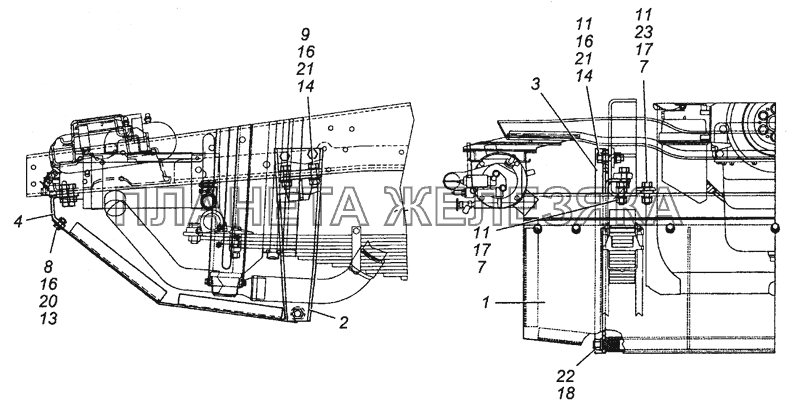 6350-1301500 Установка кожуха защитного радиатора КамАЗ-43501 (4х4)