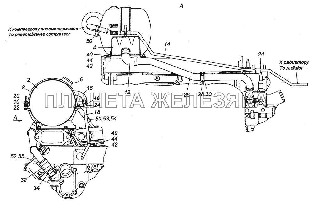 6520-1311005 Установка расширительного бачка КамАЗ-53504 (6х6)