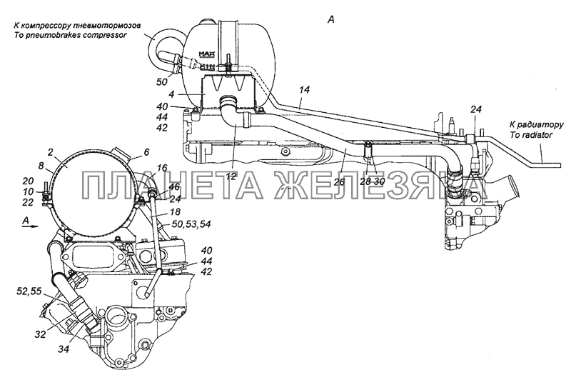 54115-1311005-10 Установка расширительного бачка КамАЗ-43501 (4х4)