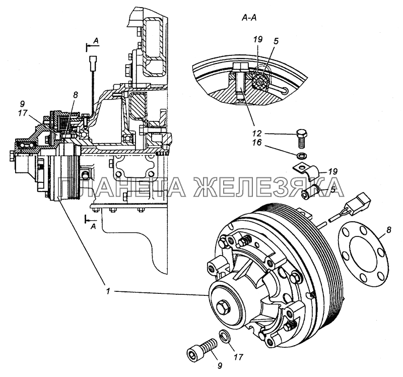 740.30-1317005 Установка электромагнитной муфты КамАЗ-63501 8х8