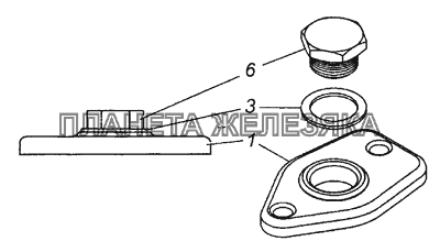 740.30-1317570 Фланец крепления датчика включения вентилятора с пробкой в сборе КамАЗ-6450 8х8