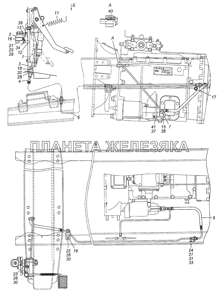 6350-1600006-10 Установка педали и привода выключения сцепления КамАЗ-43501 (4х4)