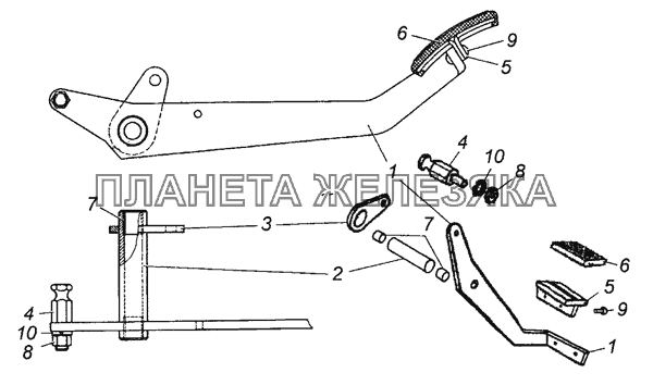 53205-1602010 Педаль сцепления в сборе КамАЗ-6450 8х8